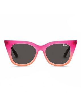 QUAY Harper Kids Sunglasses Matte Black Coral Pink Frame Smoke Lens Cateye